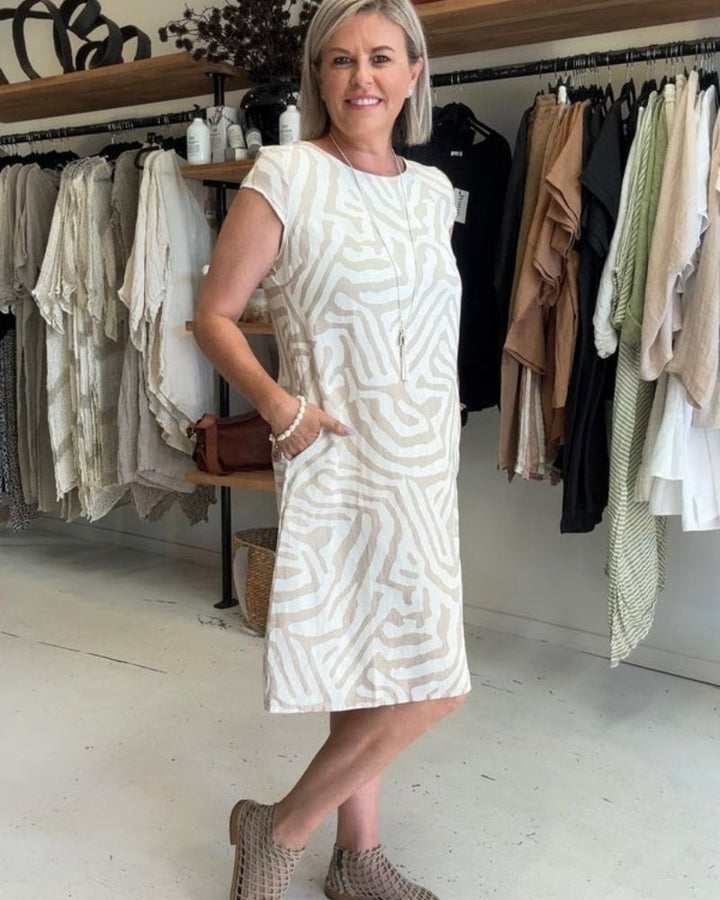 Nelia™ - Robe d'été à col rond et magnifique imprimé