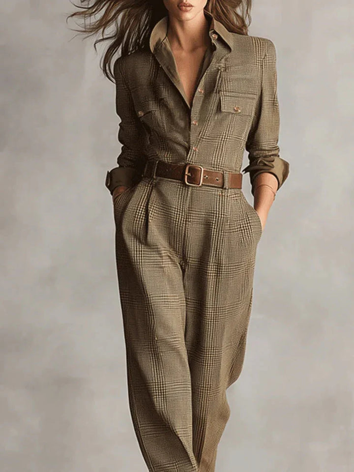 ESME™ | Costume en Tweed Marron Élégant
