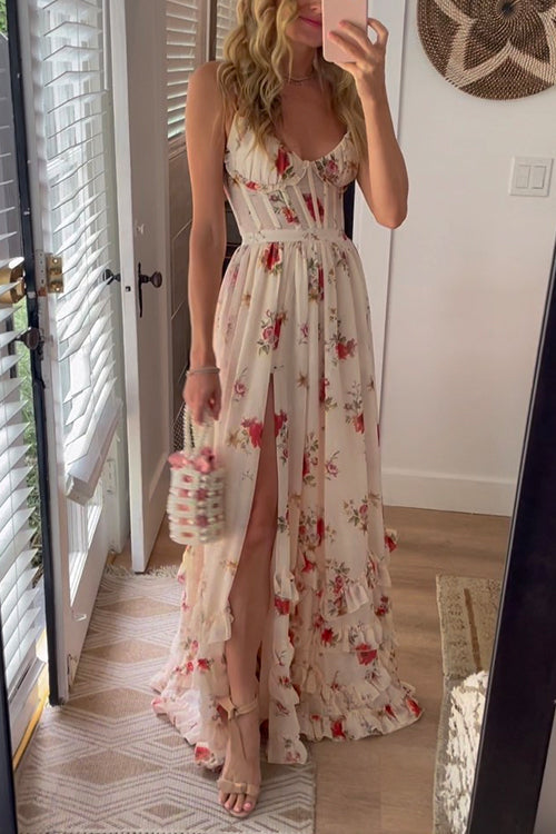 Yuna - Robe Longue avec Design Floral