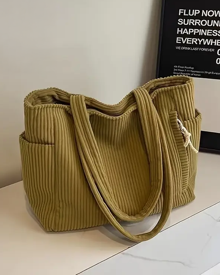 SOCIANI™ – Sac fourre-tout à côtes tendance avec détail à cordon