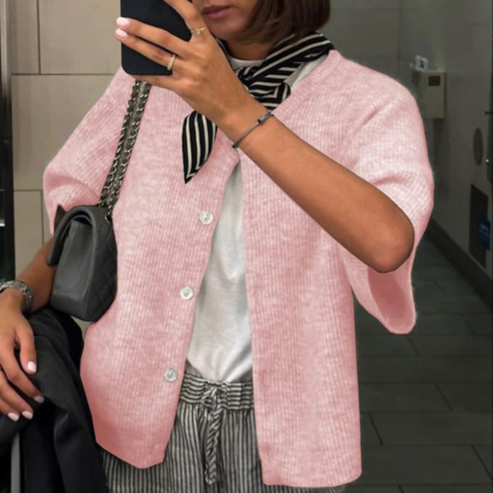 VISAIA™ – Cardigan léger à manches courtes avec boutons