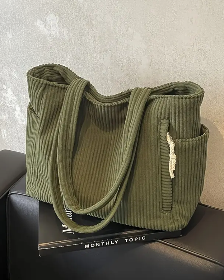 SOCIANI™ – Sac fourre-tout à côtes tendance avec détail à cordon