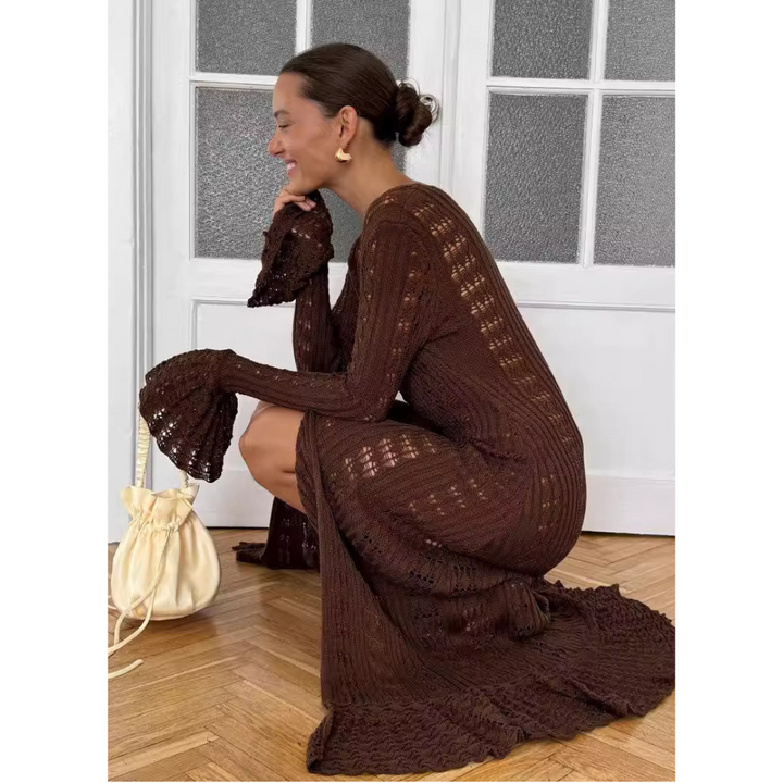 ADOWBI™ - Cardigan ajusté à boutons avec manches à volants chic