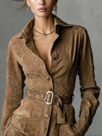 LUNA™ | Robe Mini en Suède avec Ceinture