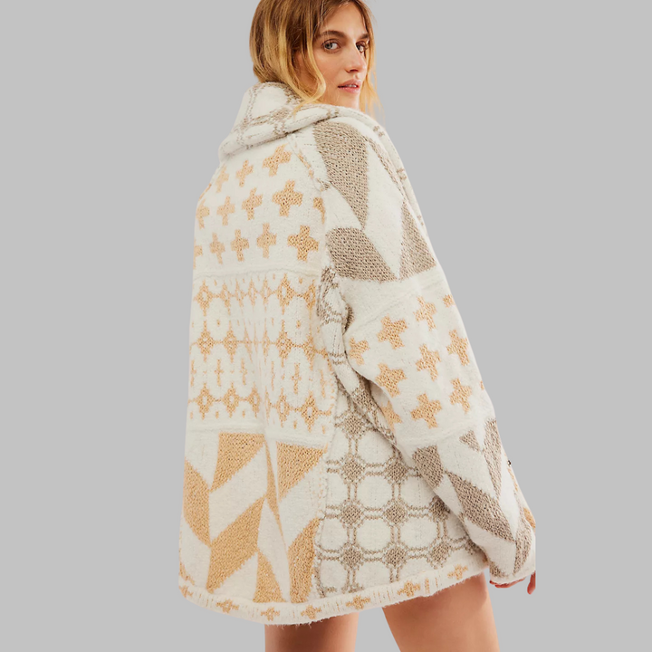 PORTIA™ - Cardigan surdimensionné à col boutonné vintage à manches longues