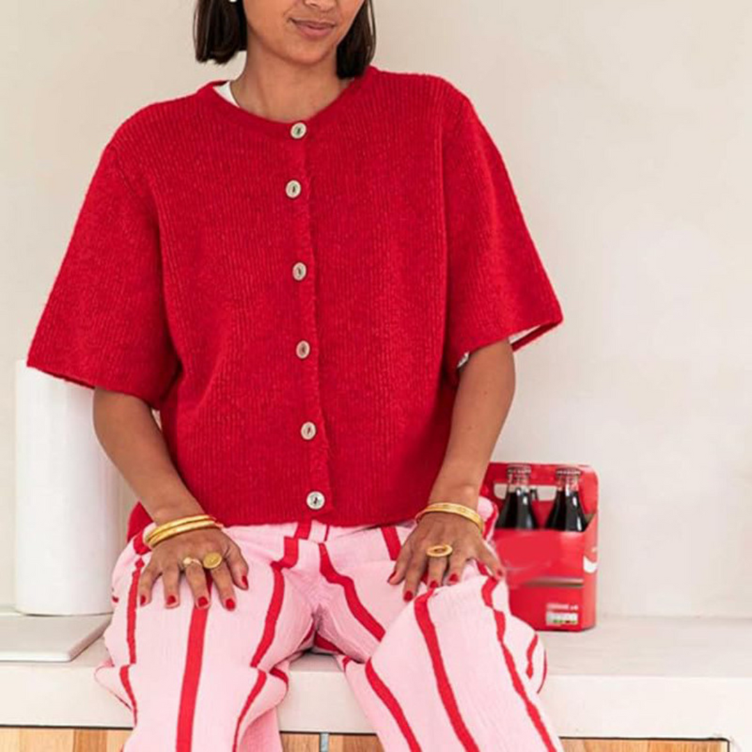 VISAIA™ – Cardigan léger à manches courtes avec boutons