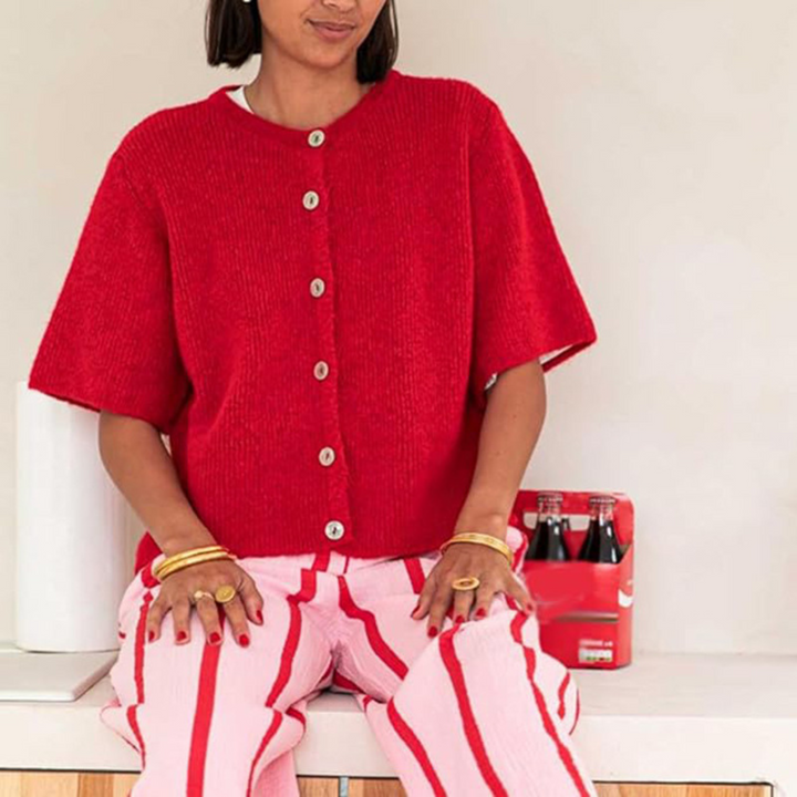 VISAIA™ – Cardigan léger à manches courtes avec boutons