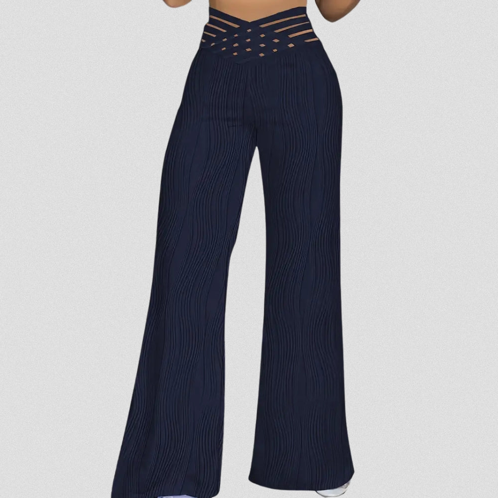 Bellamont – Pantalon Plissé Élégant avec Ceinture Rayée