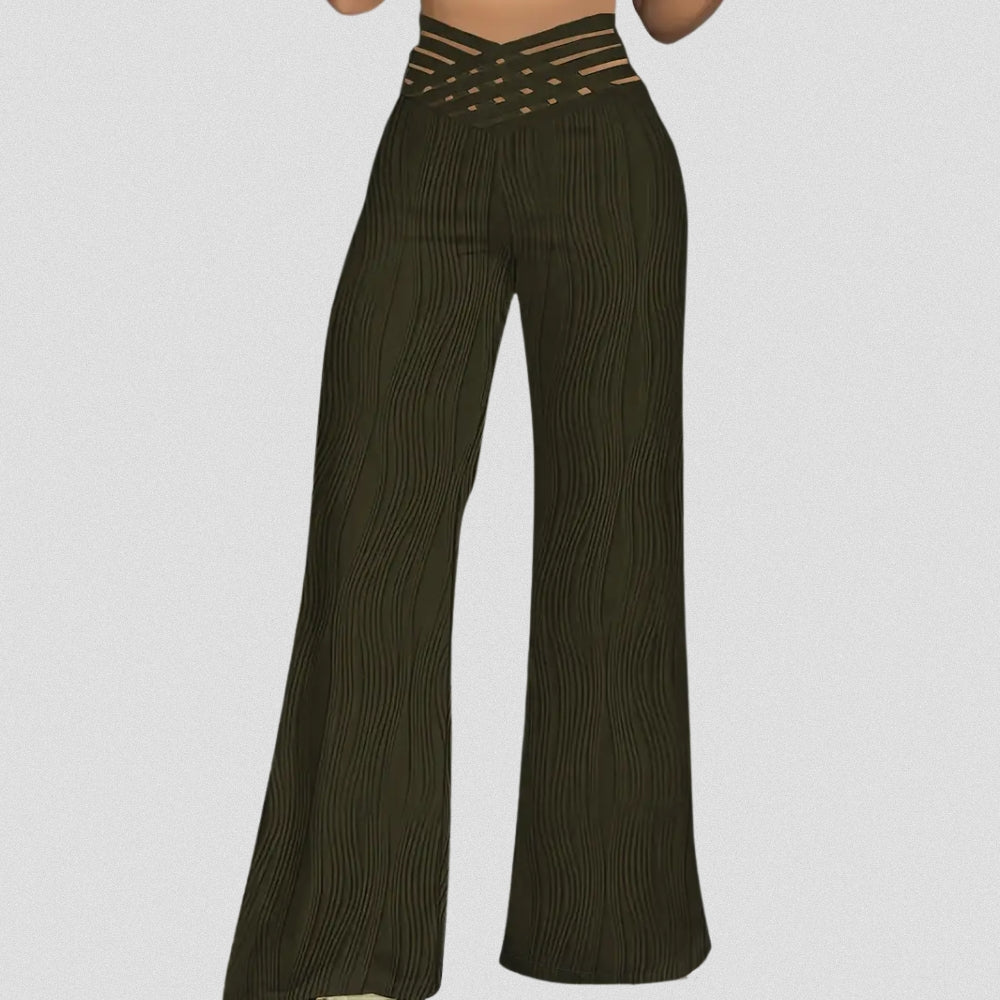 Bellamont – Pantalon Plissé Élégant avec Ceinture Rayée