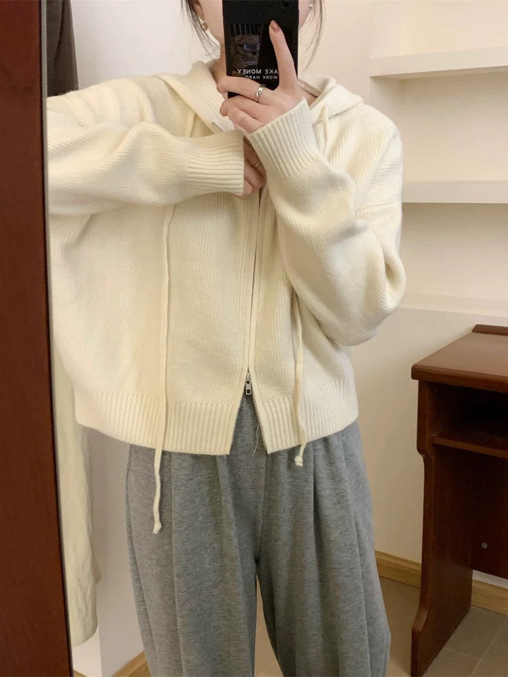 QUESTA™ - Cardigan à capuche zippé décontracté à manches longues