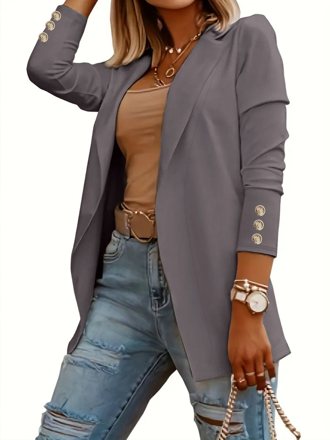 ODIN™ - Blazer décontracté à manches longues et à ouverture frontale