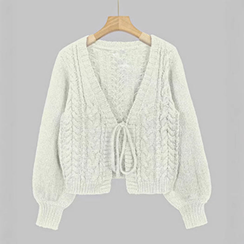 SHERICA™ – Cardigan Vintage Épais à Nouer à Manches Longues