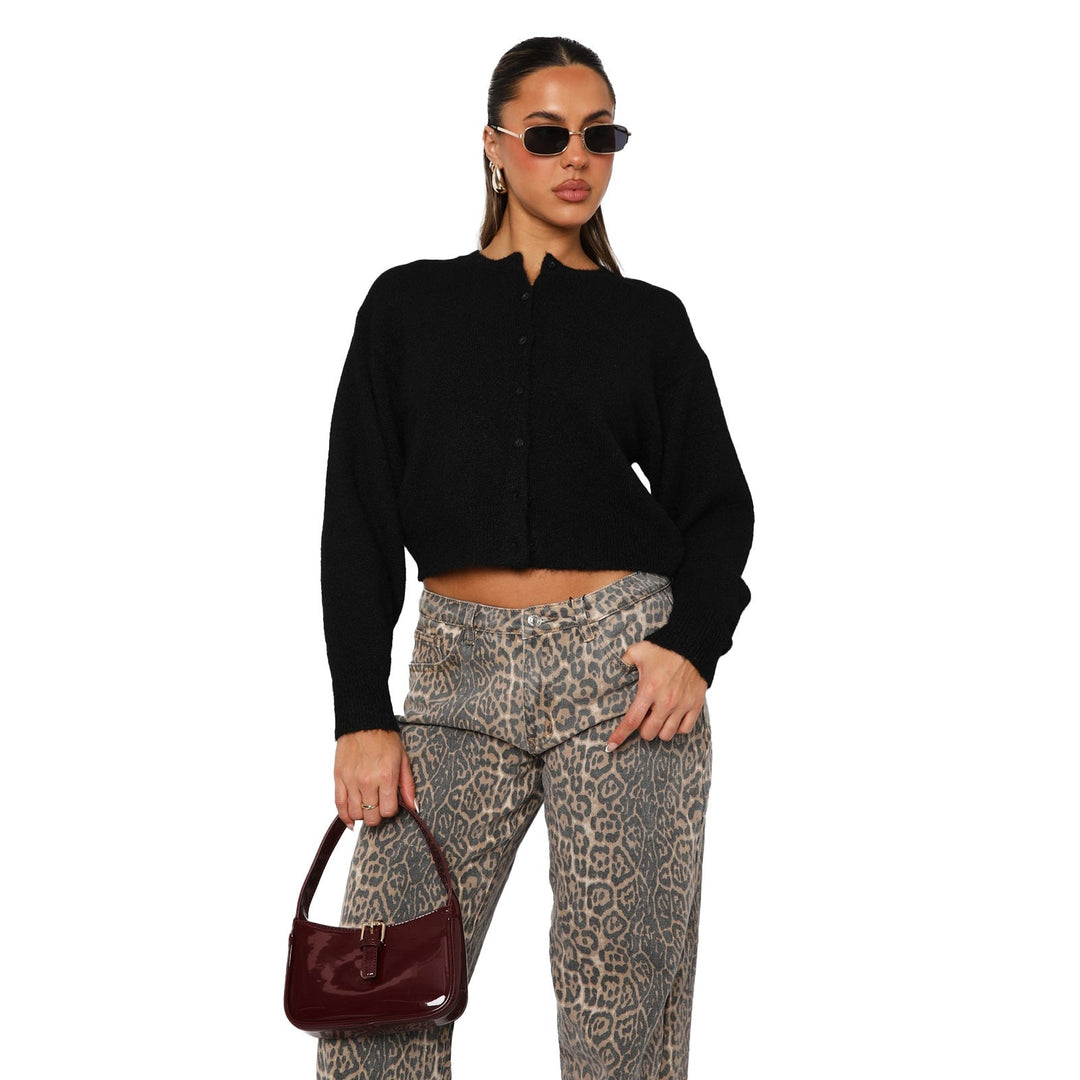 SHASA™ - Cardigan court à manches longues décontracté