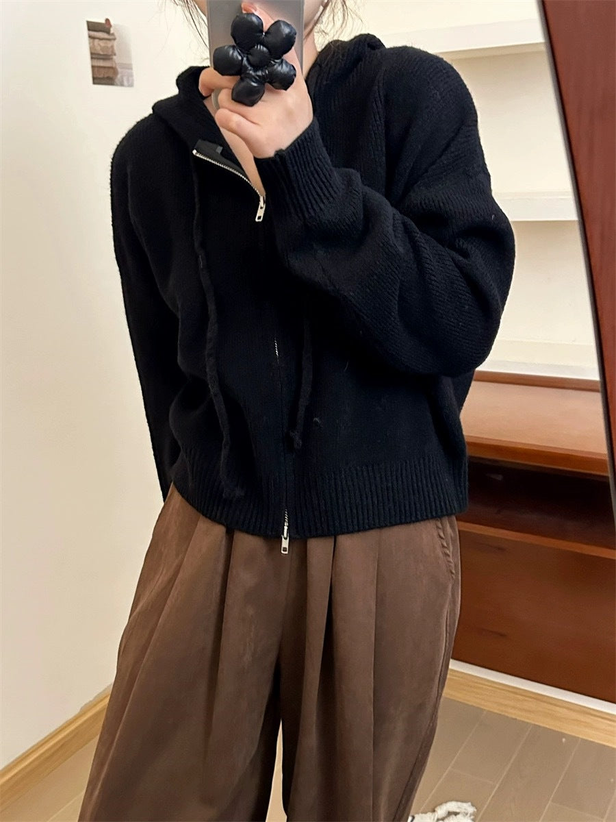 QUESTA™ - Cardigan à capuche zippé décontracté à manches longues