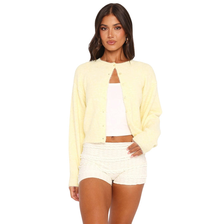 SHASA™ - Cardigan court à manches longues décontracté