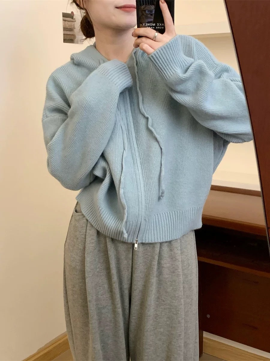 QUESTA™ - Cardigan à capuche zippé décontracté à manches longues