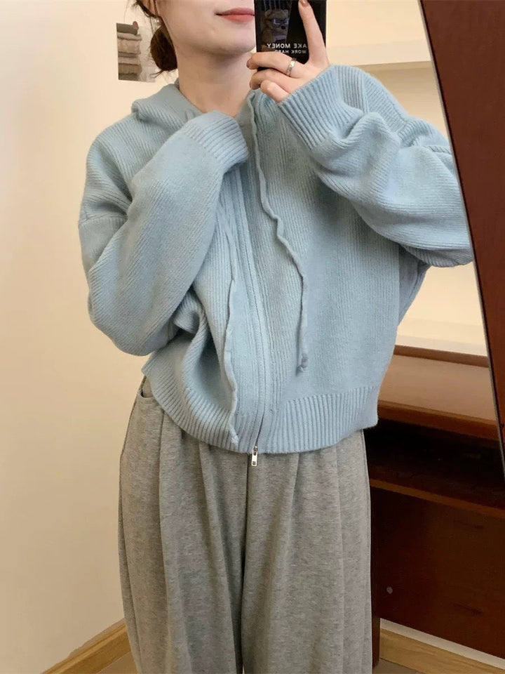 QUESTA™ - Cardigan à capuche zippé décontracté à manches longues