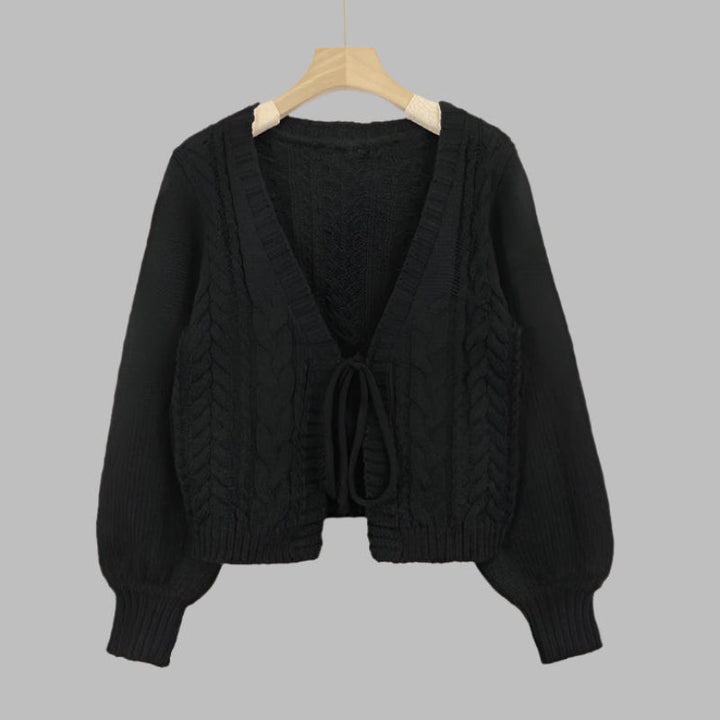 SHERICA™ – Cardigan Vintage Épais à Nouer à Manches Longues