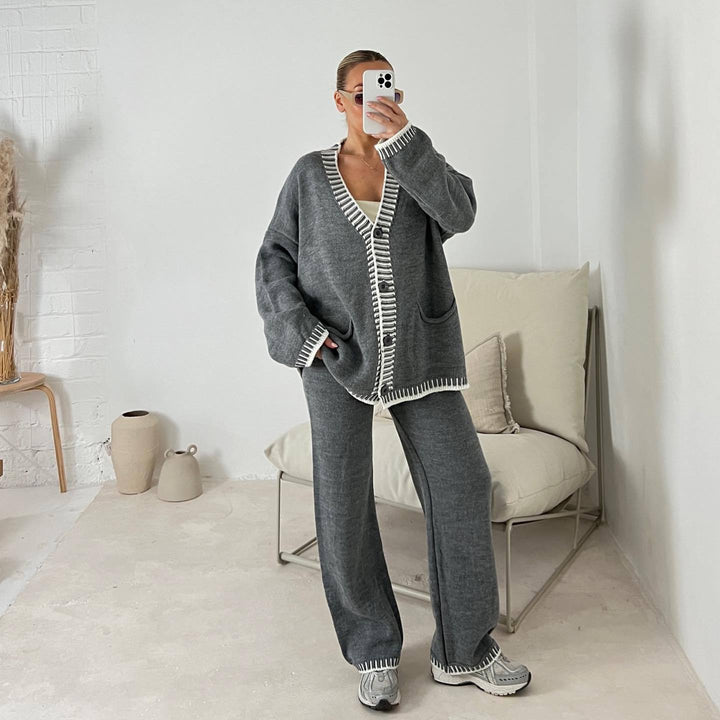 DOLA™ - Ensemble de Cardigan à Manches Longues Confortable et Pantalons à Jambes Larges