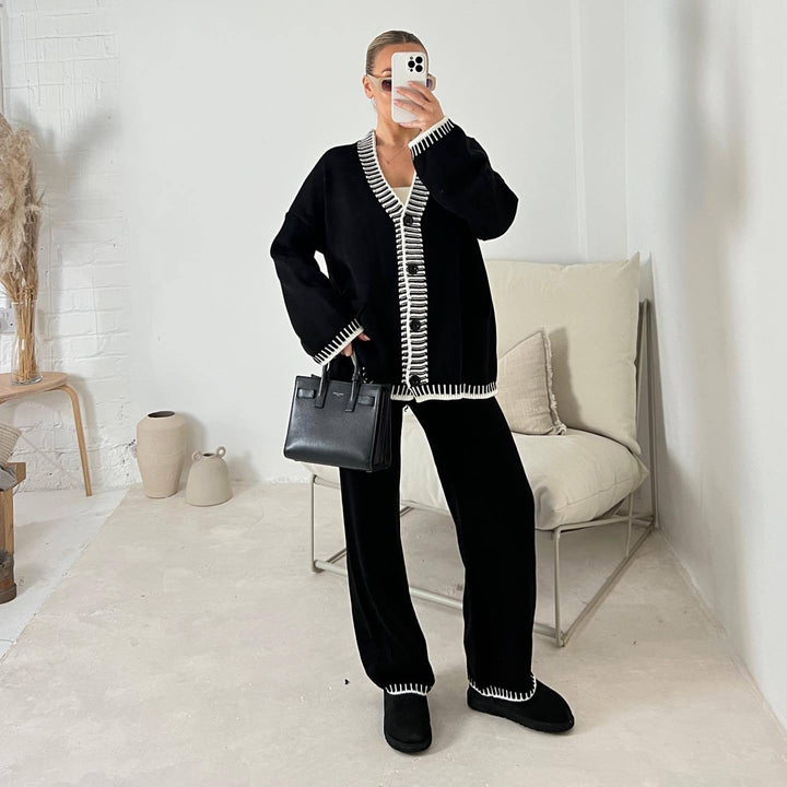 DOLA™ - Ensemble de Cardigan à Manches Longues Confortable et Pantalons à Jambes Larges