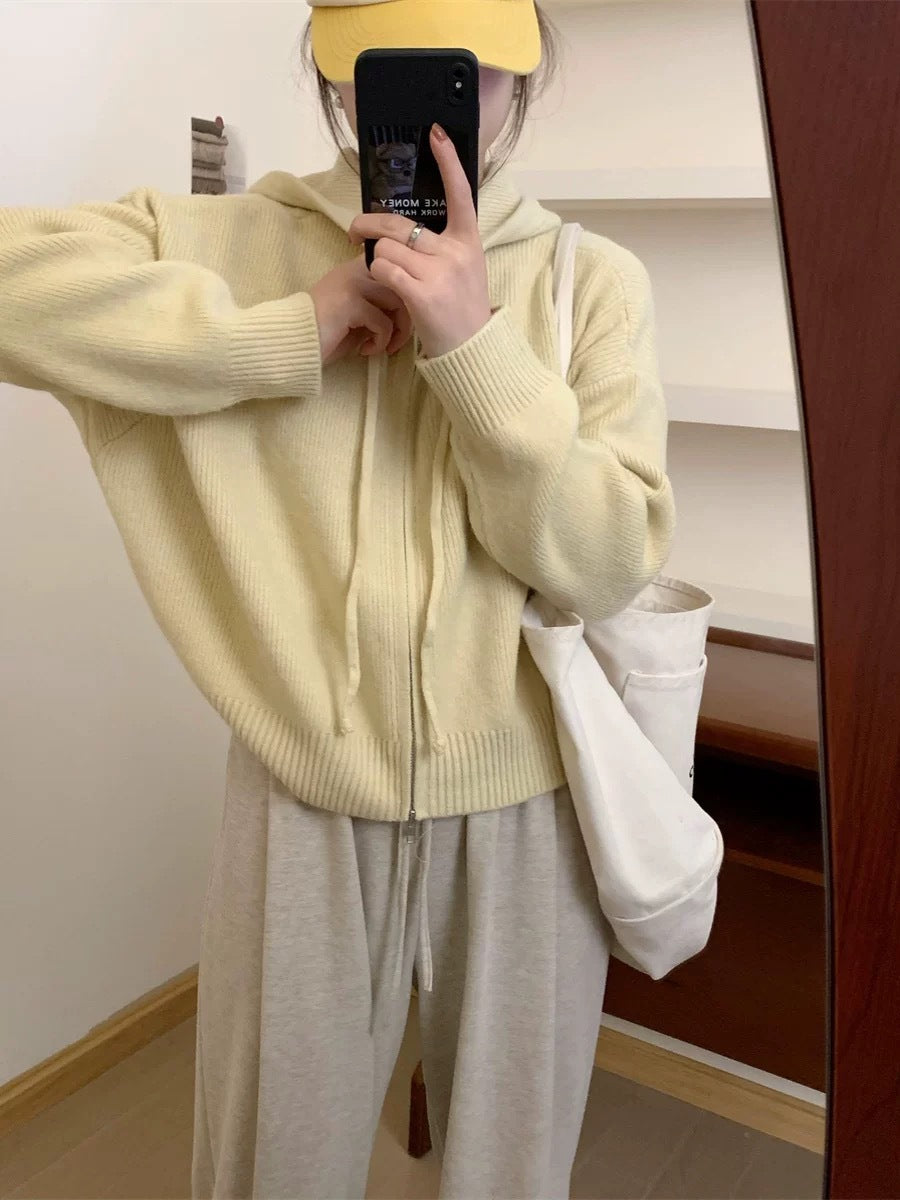 QUESTA™ - Cardigan à capuche zippé décontracté à manches longues