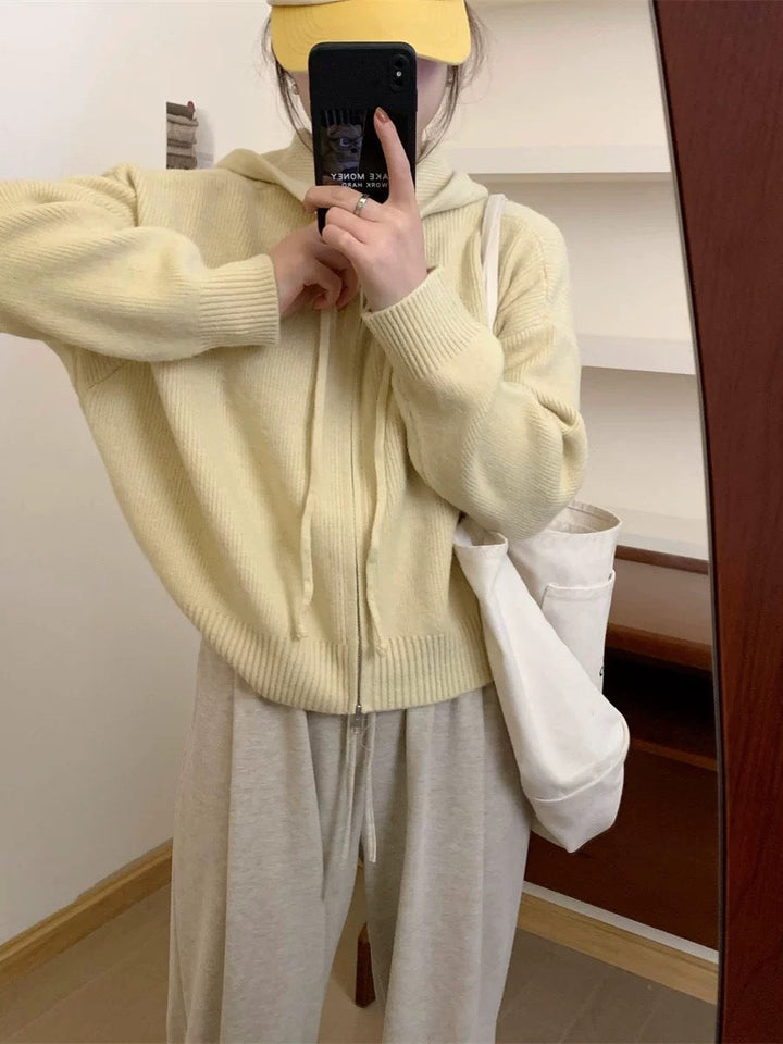 QUESTA™ - Cardigan à capuche zippé décontracté à manches longues