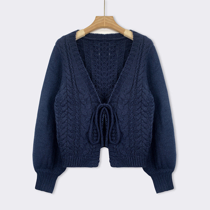 SHERICA™ – Cardigan Vintage Épais à Nouer à Manches Longues