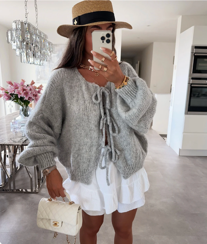 Eva | Cardigan en Tricot avec Nœud