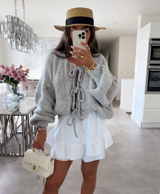 Eva | Cardigan en Tricot avec Nœud