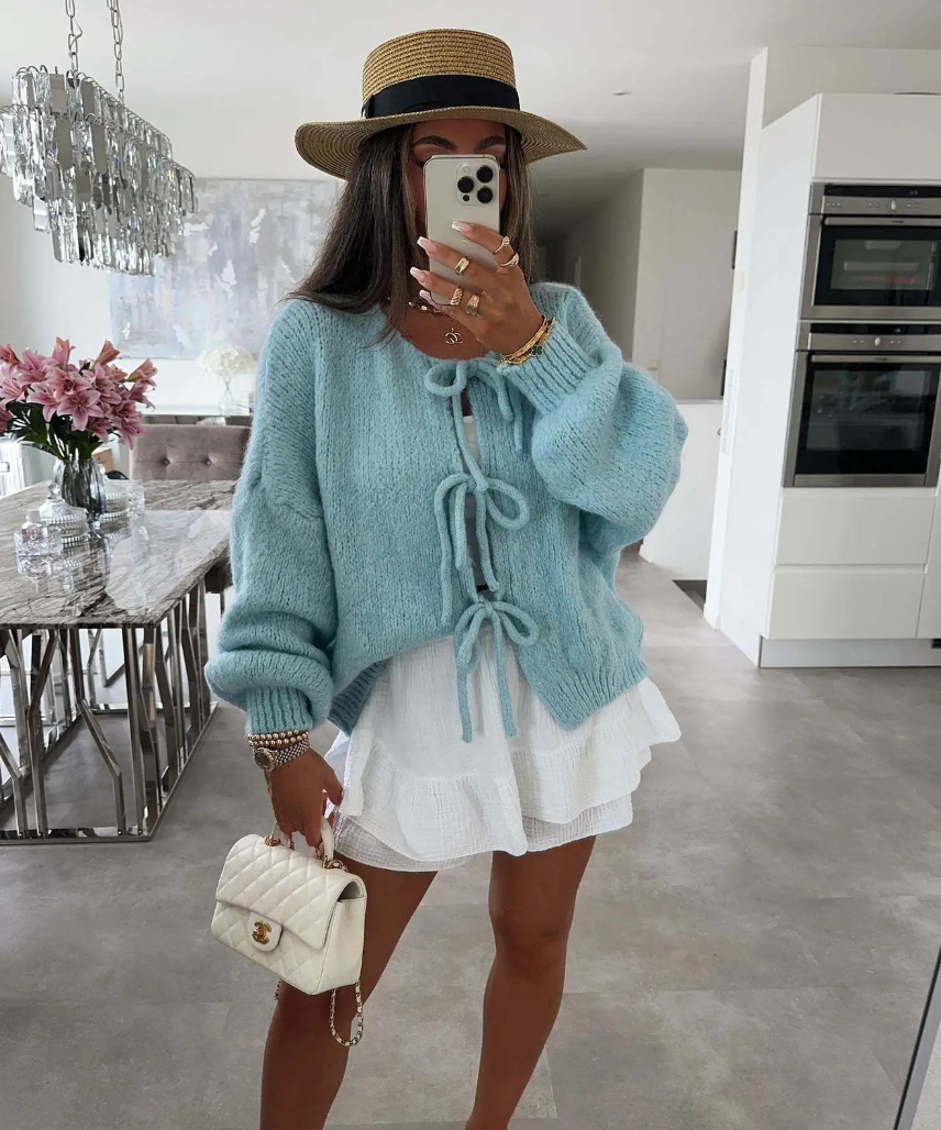 Eva | Cardigan en Tricot avec Nœud