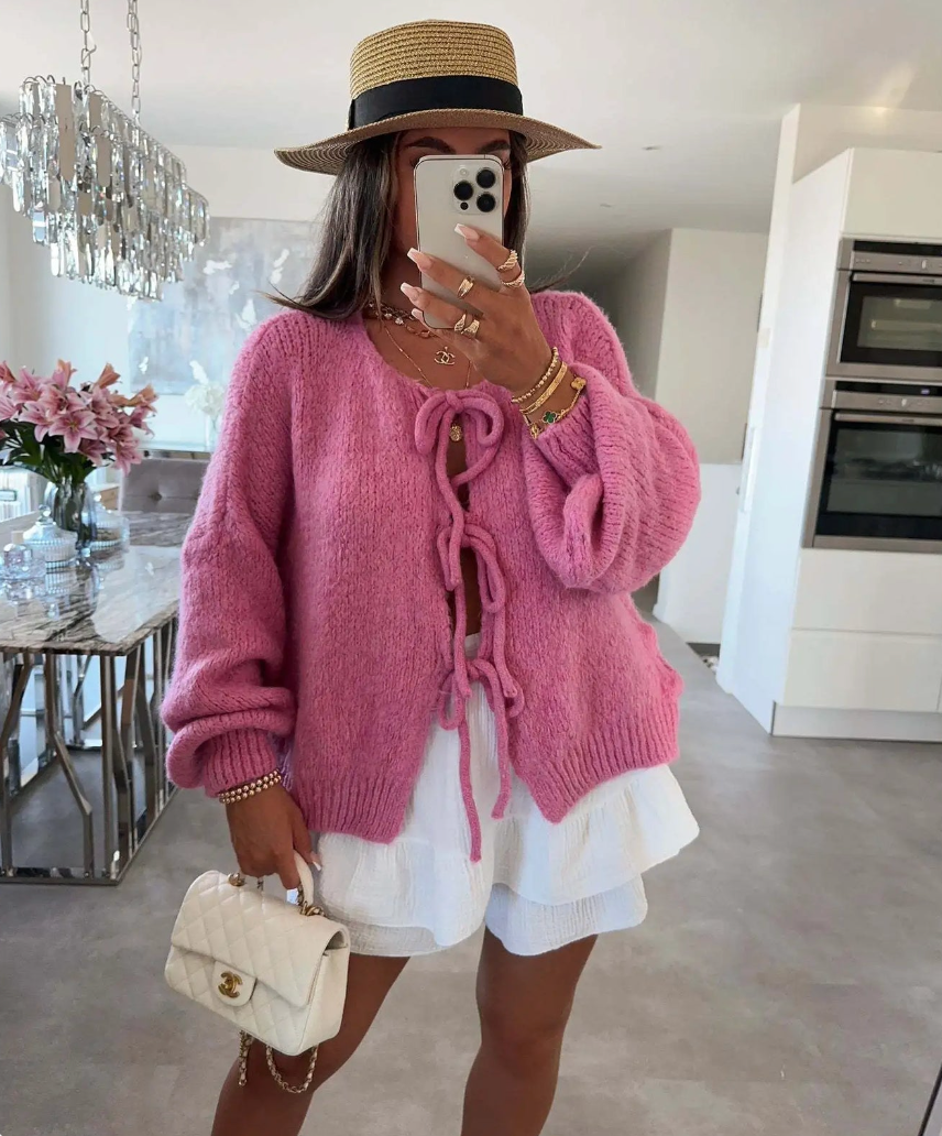 Eva | Cardigan en Tricot avec Nœud