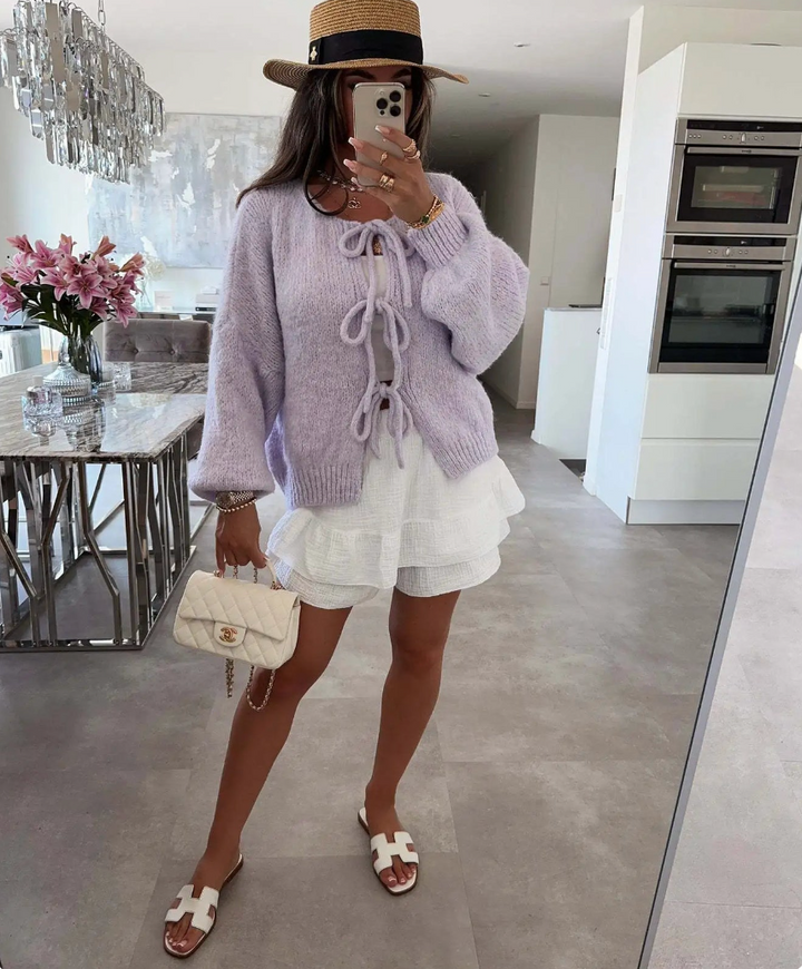 Eva | Cardigan en Tricot avec Nœud