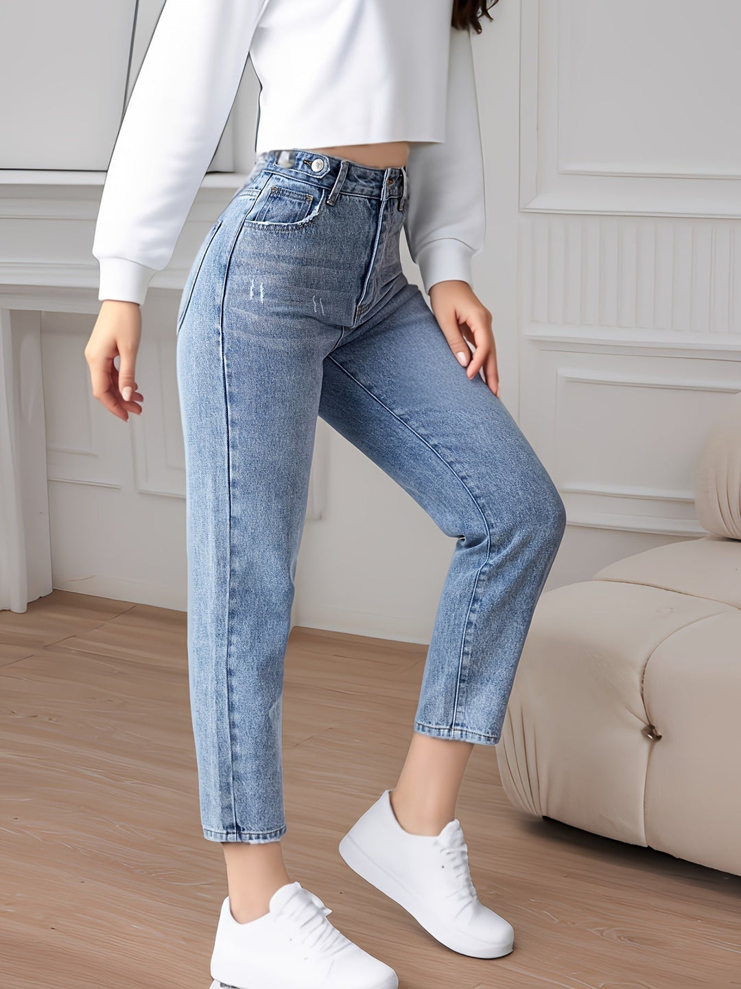 Bellamont - Jean Taille Haute Solide en Bleu Délavé