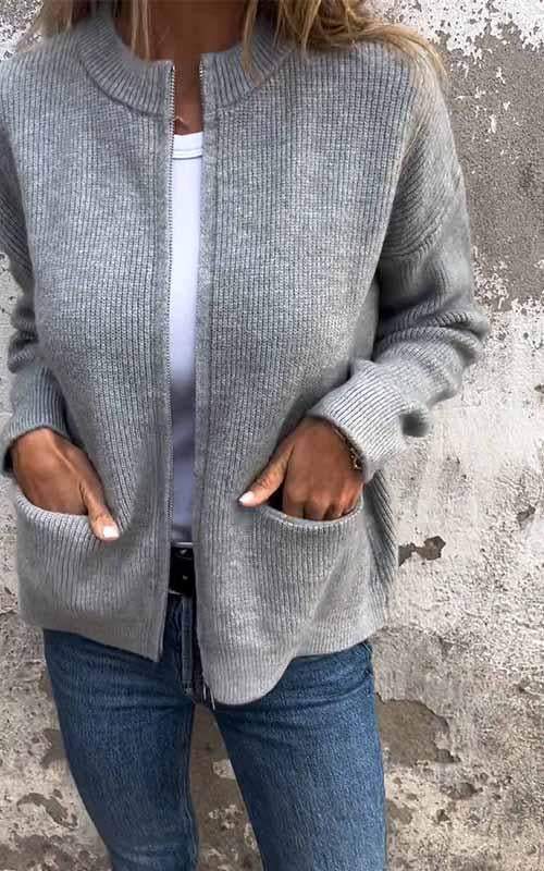 SARIA™ - Cardigan en Tricot Zippé