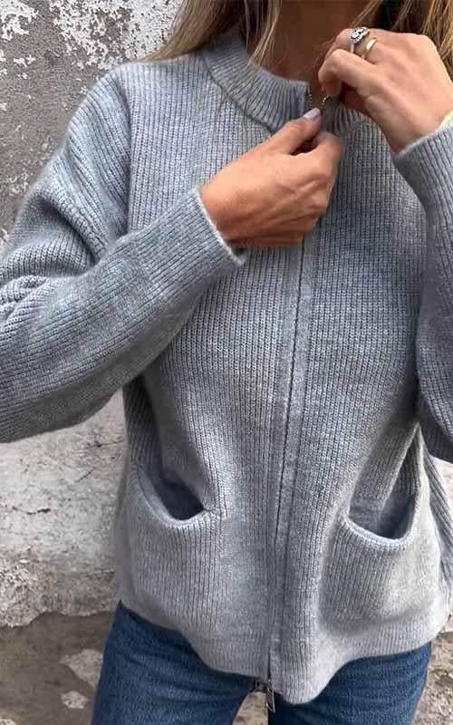 SARIA™ - Cardigan en Tricot Zippé
